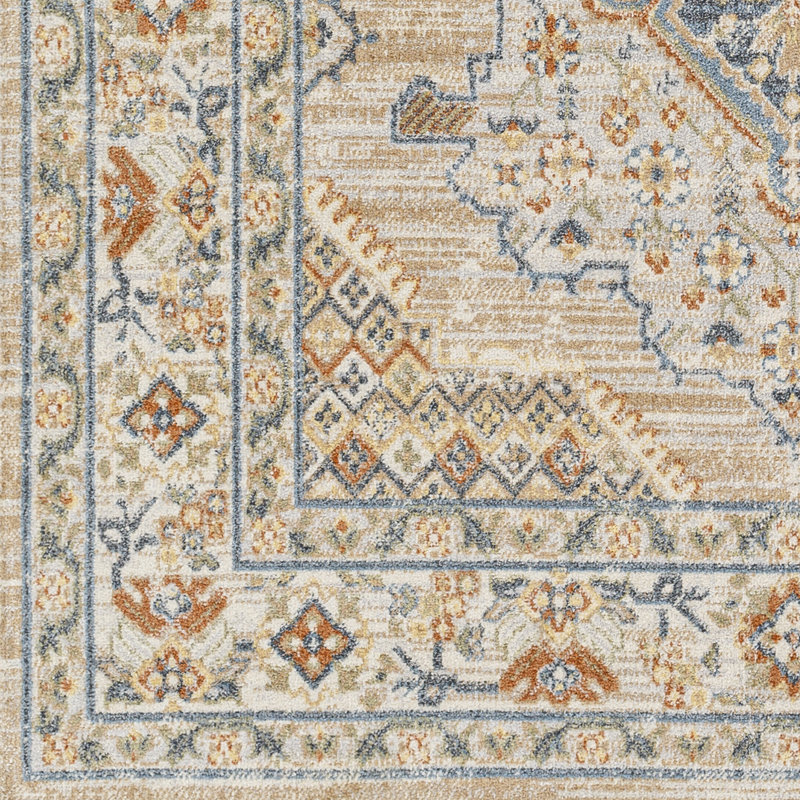 Langley Street Benbow Machine Washable Oriental Blue/Taupe Area Rug